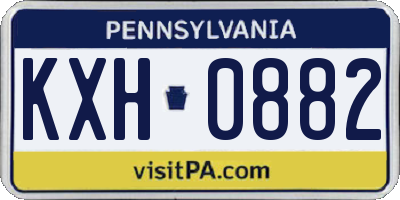 PA license plate KXH0882