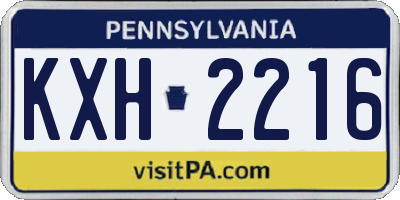 PA license plate KXH2216