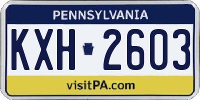 PA license plate KXH2603