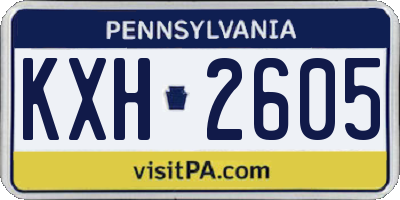 PA license plate KXH2605