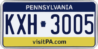 PA license plate KXH3005