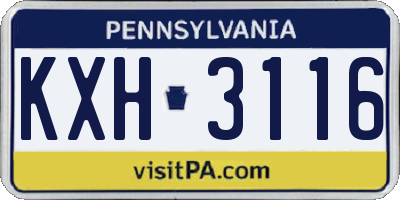 PA license plate KXH3116