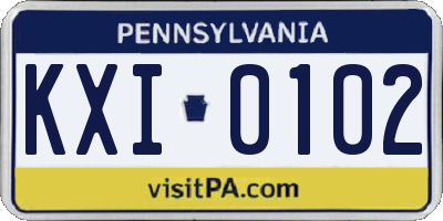 PA license plate KXI0102