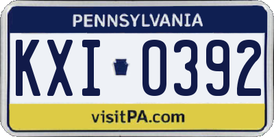 PA license plate KXI0392