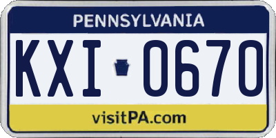 PA license plate KXI0670