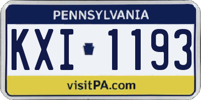 PA license plate KXI1193