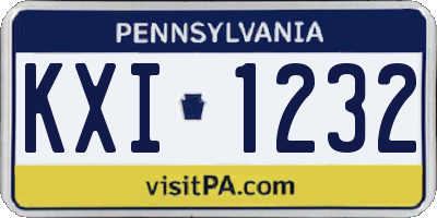 PA license plate KXI1232