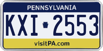 PA license plate KXI2553