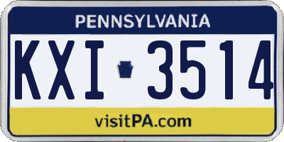 PA license plate KXI3514