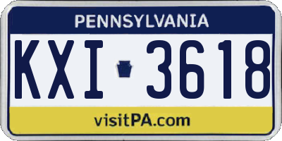 PA license plate KXI3618