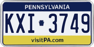 PA license plate KXI3749