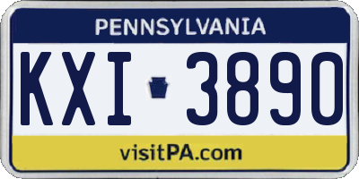 PA license plate KXI3890
