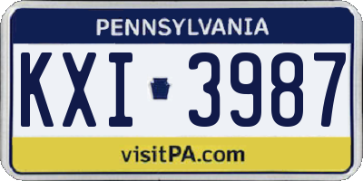 PA license plate KXI3987