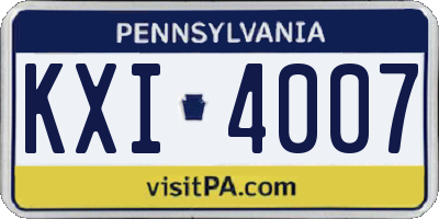 PA license plate KXI4007