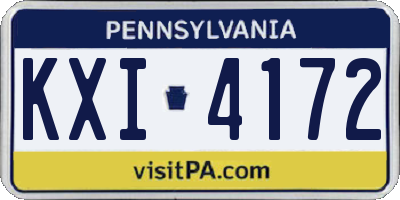 PA license plate KXI4172