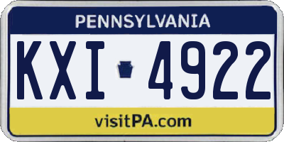 PA license plate KXI4922