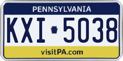 PA license plate KXI5038