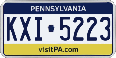 PA license plate KXI5223