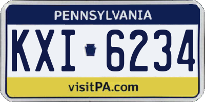 PA license plate KXI6234