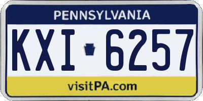 PA license plate KXI6257