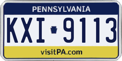 PA license plate KXI9113