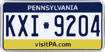 PA license plate KXI9204