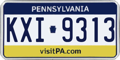 PA license plate KXI9313