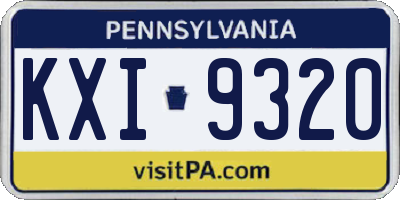 PA license plate KXI9320