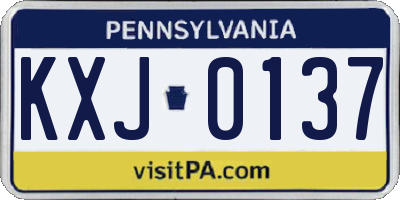 PA license plate KXJ0137