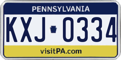 PA license plate KXJ0334