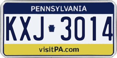 PA license plate KXJ3014