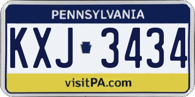 PA license plate KXJ3434