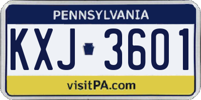 PA license plate KXJ3601