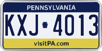 PA license plate KXJ4013