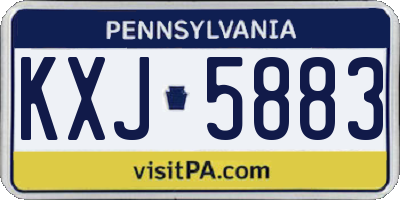 PA license plate KXJ5883