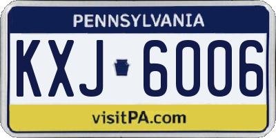 PA license plate KXJ6006