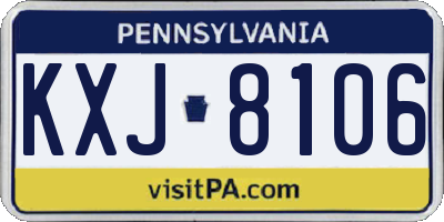PA license plate KXJ8106