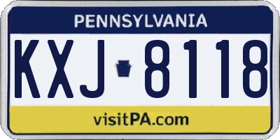 PA license plate KXJ8118