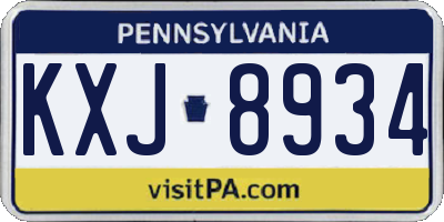 PA license plate KXJ8934