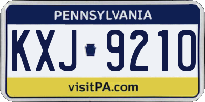 PA license plate KXJ9210