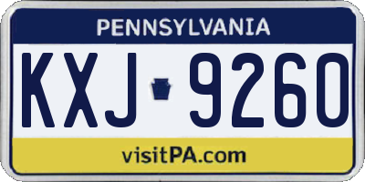 PA license plate KXJ9260