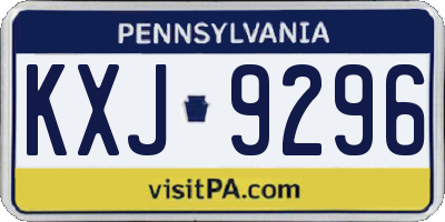 PA license plate KXJ9296