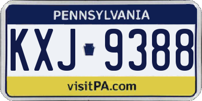 PA license plate KXJ9388