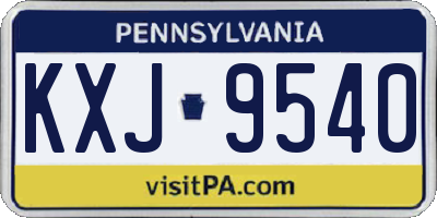 PA license plate KXJ9540