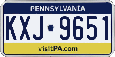 PA license plate KXJ9651