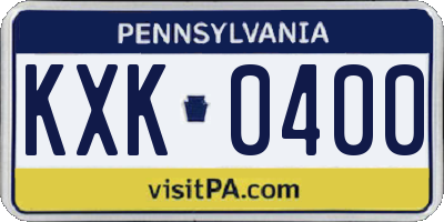 PA license plate KXK0400