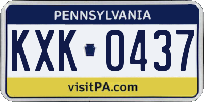 PA license plate KXK0437