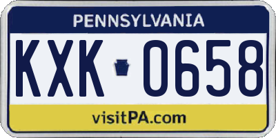 PA license plate KXK0658