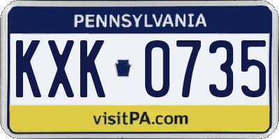 PA license plate KXK0735