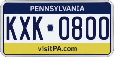 PA license plate KXK0800